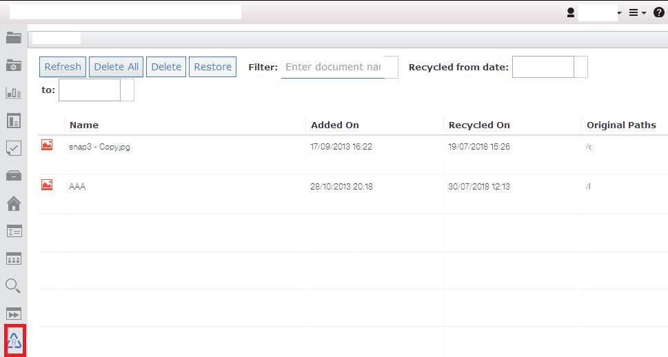icn 3.0.4 recycle bin feature