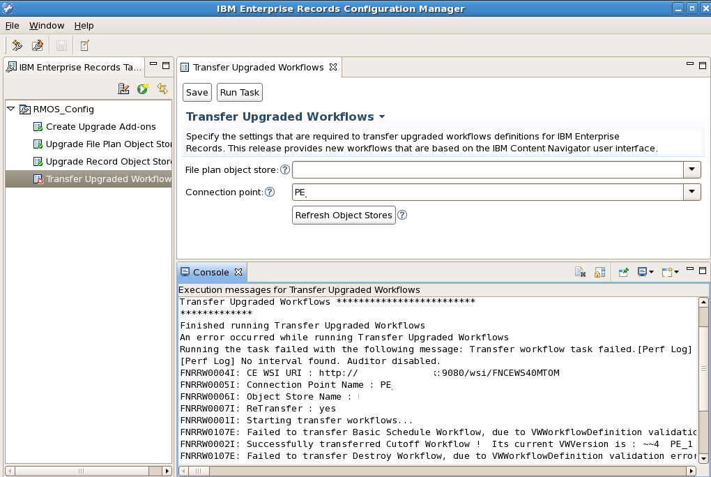 failed to transfer upgraded workflow in IER