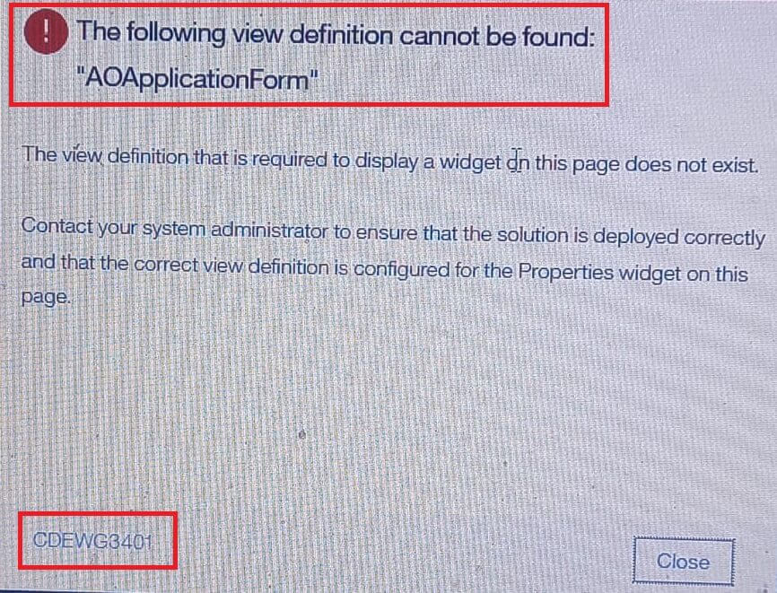 cdewg3401 the following view definition cannot be found