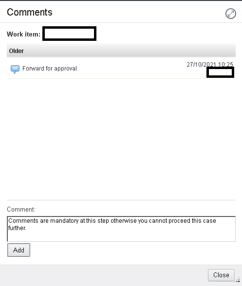 how to make comments required on work details page in case manager
